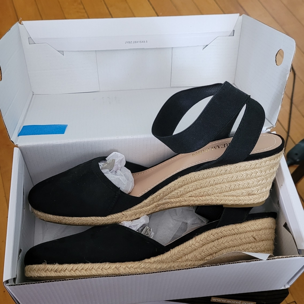 Dream Pairs Black Espadrille Wedge Shoes